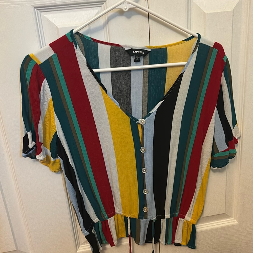 Express multi color button up blouse Small